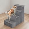 4-Step Dog Stairs Non-slip Foldable Dog Ramp with Adjustable Steps