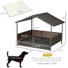 PawHut Rattan Outdoor Dog Bed with Canopy Soft Cushion Removable Cover Medium Large Dogs Cream White