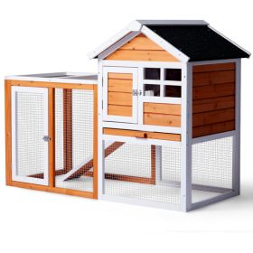 House Type With Running Ladder, Orange-red, Wooden Chicken Rabbit Cage (Option: Orangered)