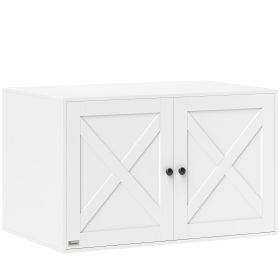 Cat Litter Box Enclosure With Barn Door, Cat Hole, 31.5 X 21 X 20, White (Color: White)