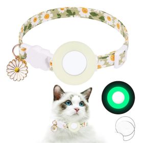 For AirTag Tracker Silicone Cover Small Daisy Pet Collar Dog Collar (Color: Luminous Green, Type: Pet Supplies)