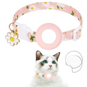 For AirTag Tracker Silicone Cover Small Daisy Pet Collar Dog Collar (Color: Pink, Type: Pet Supplies)