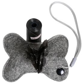 Pet Life Fleece Dog Shaped Travel Waste Bag Dispenser with 2 Rolls (Color: Light grey)